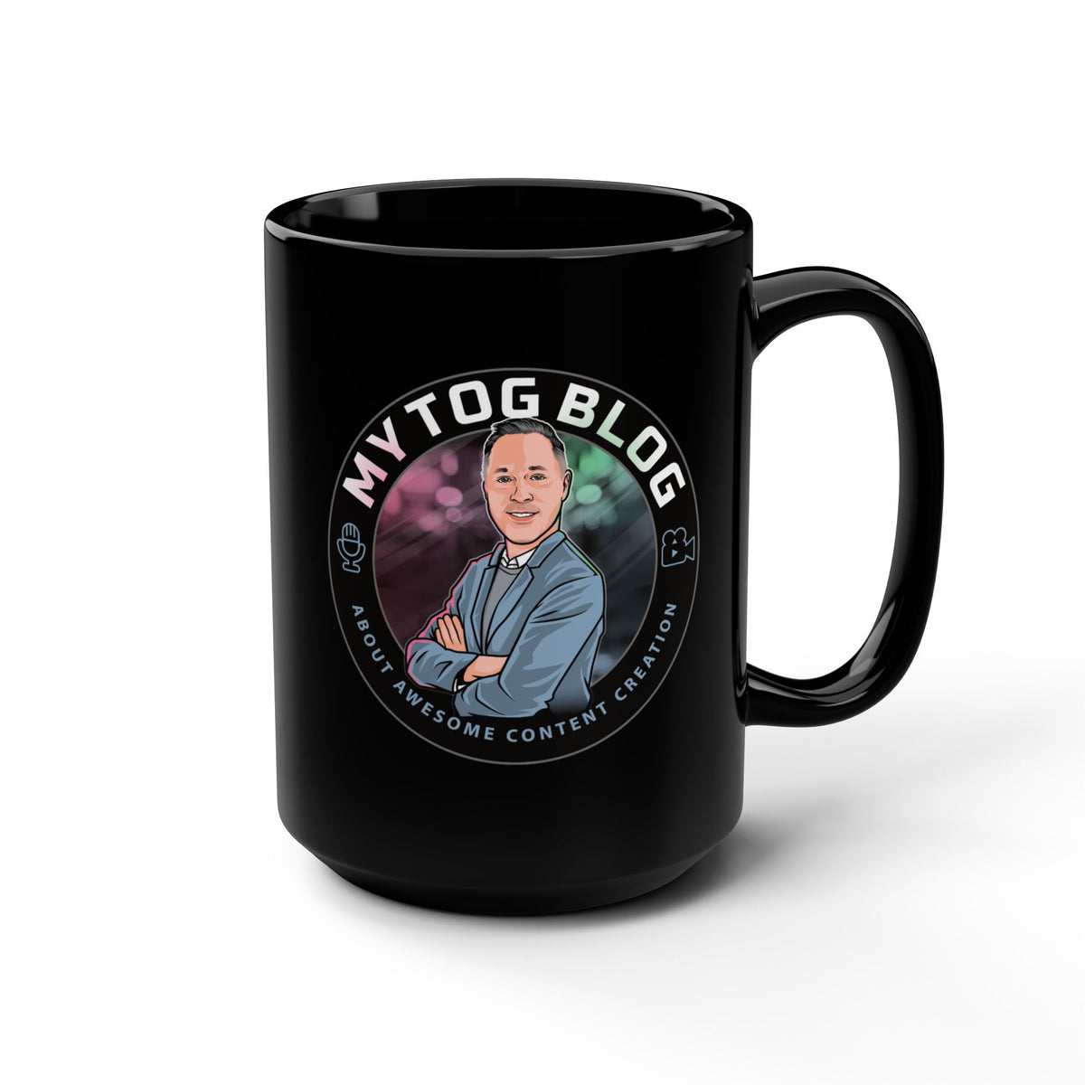 My Tog Blog Podcast Mug – 15oz Black Ceramic Coffee Mug for Content Creators & Photographers