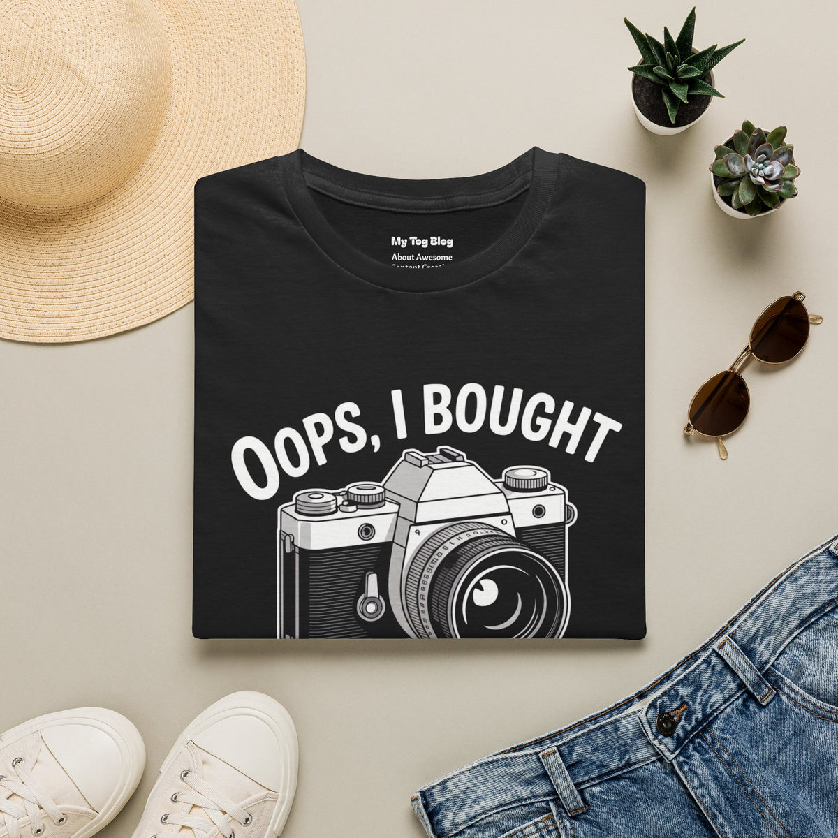 Funny Photographer T-Shirt — “Oops, I Bought Another Camera” Vintage Camera Tee
