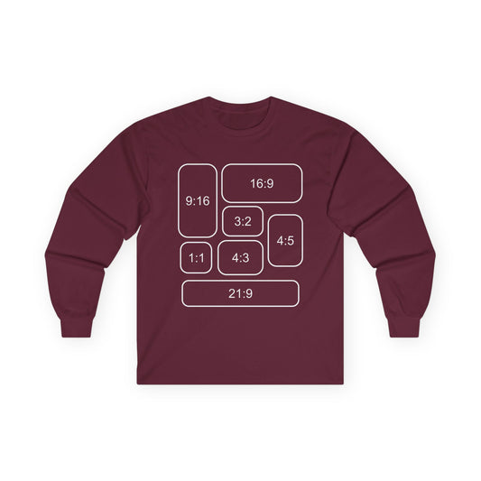 Video Aspect Ratio Long Sleeve Shirt for Filmmakers, Photographers, and Content Creators