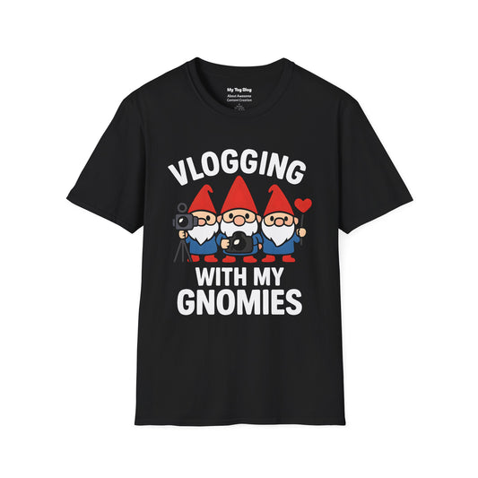 Vlogging With My Gnomies T-Shirt — Cute Gnome Vlogger Tee for Content Creators & YouTubers