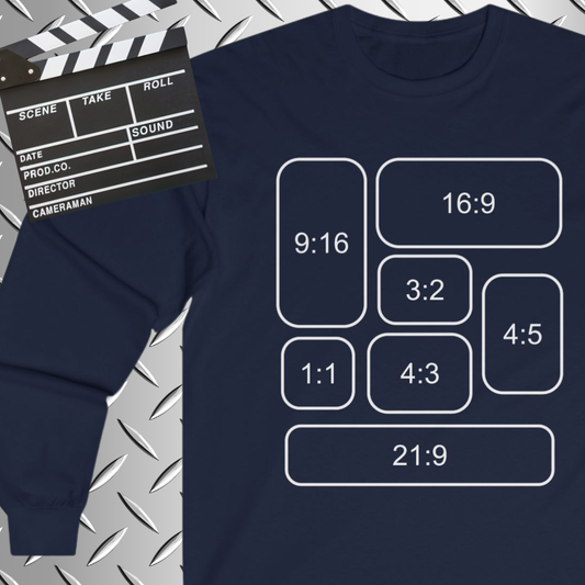 Video Aspect Ratio Long Sleeve Shirt for Filmmakers, Photographers, and Content Creators