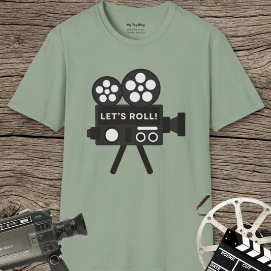 Let’s Roll Vintage Film Camera T-Shirt – Retro Filmmaker Graphic Tee