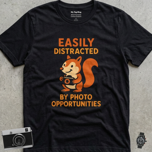 Easily Distracted by Photo Opportunities T-Shirt – Funny Photographer Shirt & Photography Gift